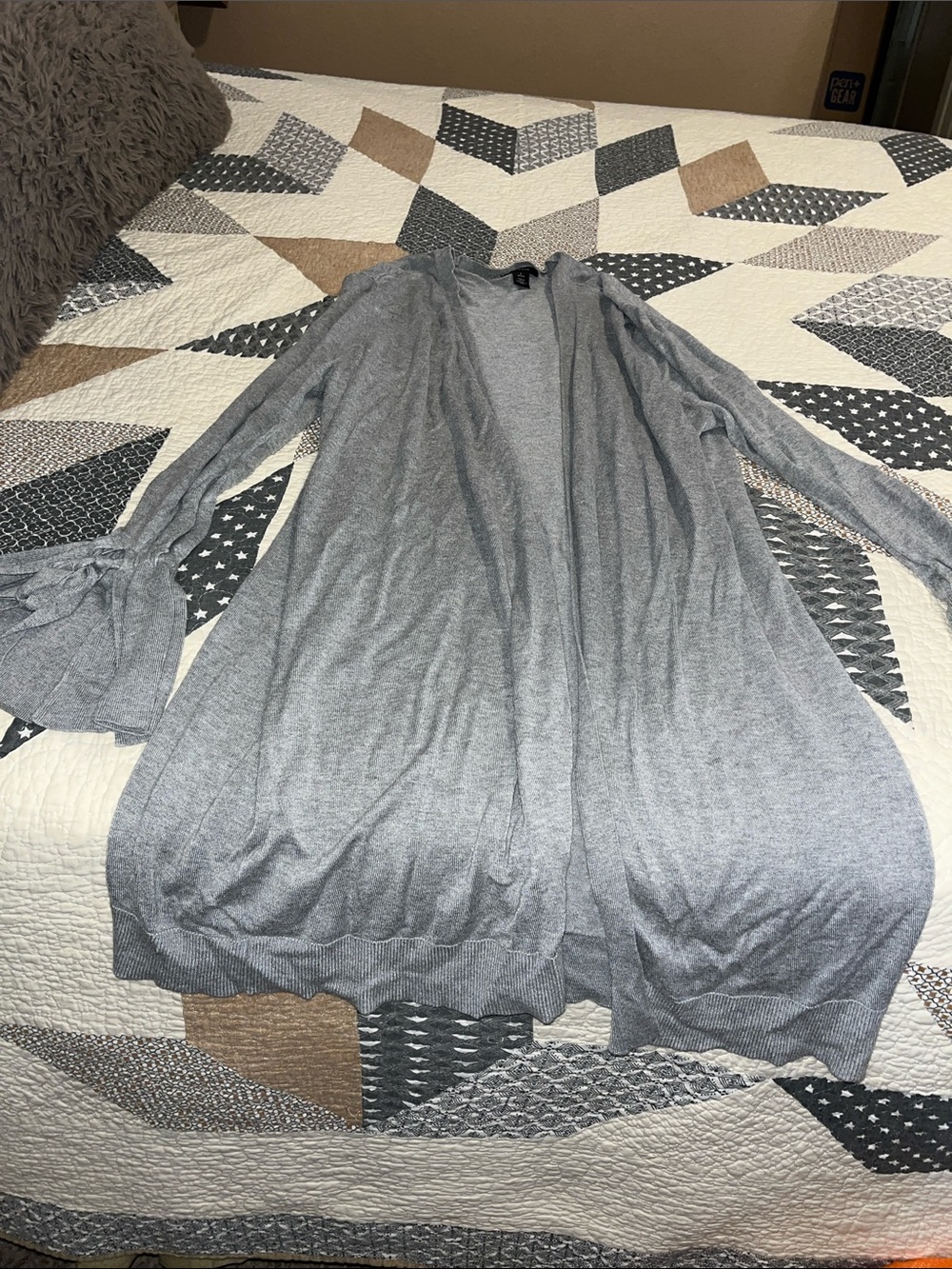 Lightweight Open-Front Gray Cardigan